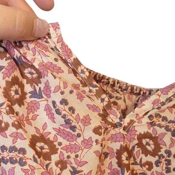 Faherty Women's Cream Floral Cotton Blouse Size XL - Picture 4 of 7